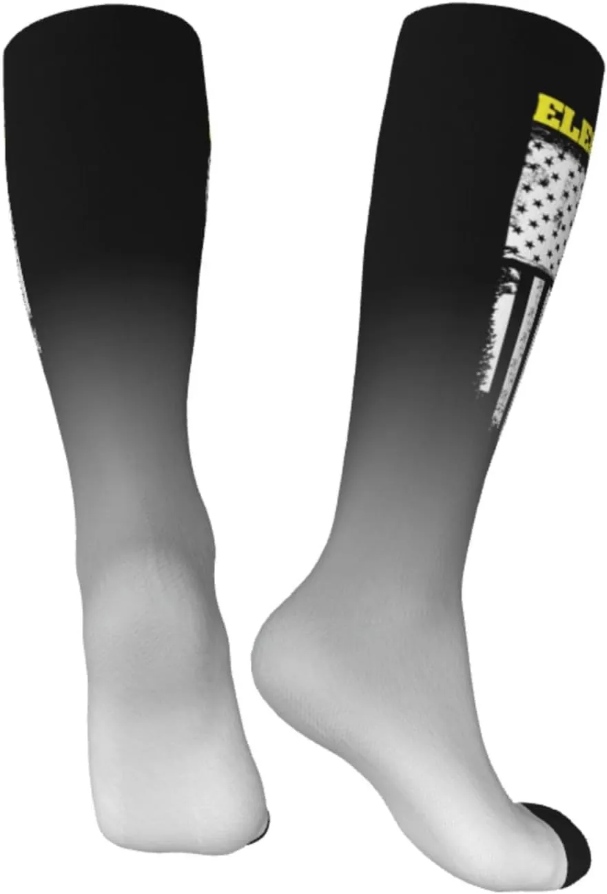 Electrician Usa Flag American Compression Socks For Women Men'S Fun Dress Socks - Funny Novelty Crew Socks