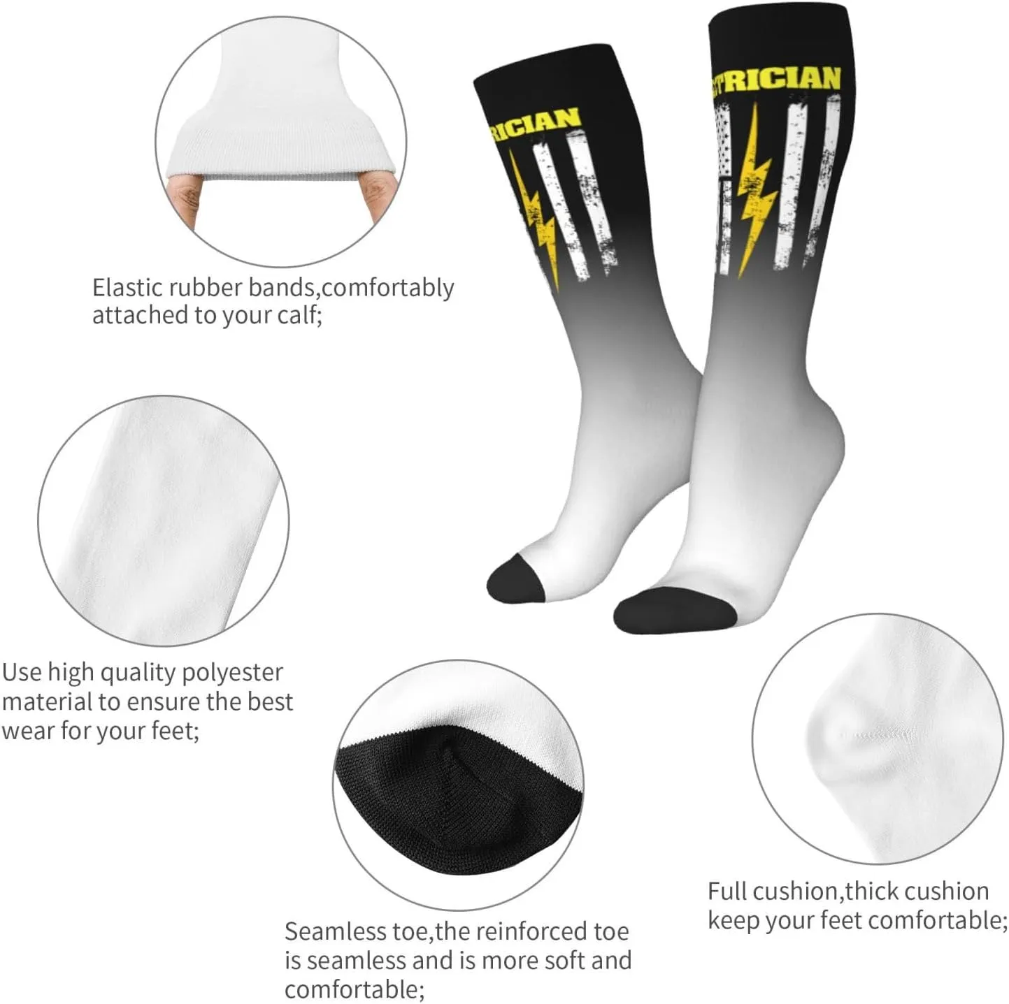 Electrician Usa Flag American Compression Socks For Women Men'S Fun Dress Socks - Funny Novelty Crew Socks