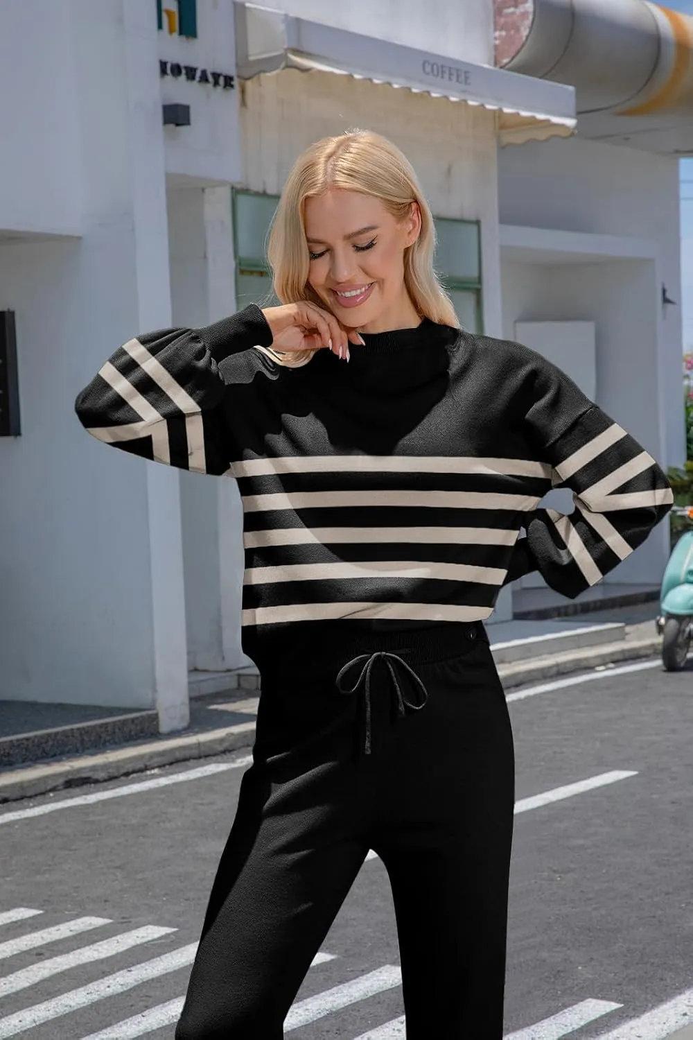 ETCYY NEW Women's Sweater Sets 2 Piece Outfits Lounge Sets with Knit Sweater Tops and Sweatpants