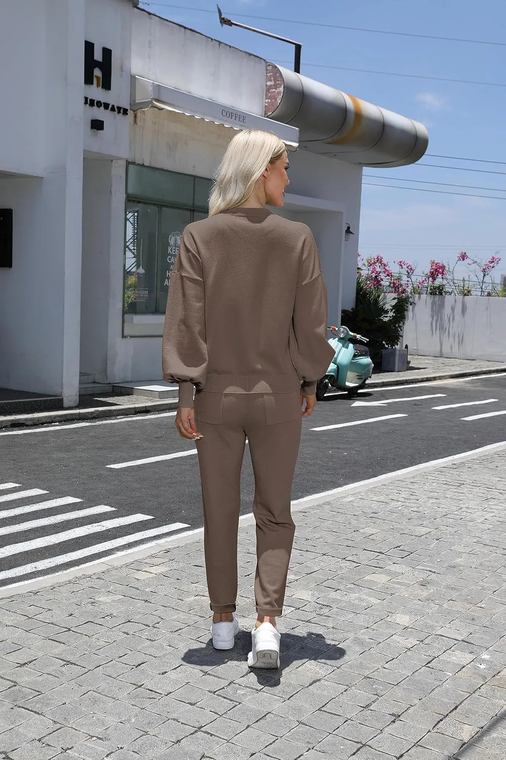 ETCYY NEW Women's Sweater Sets 2 Piece Outfits Lounge Sets with Knit Sweater Tops and Sweatpants