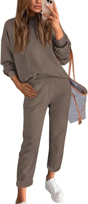 ETCYY NEW Women's Sweater Sets 2 Piece Outfits Lounge Sets with Knit Sweater Tops and Sweatpants