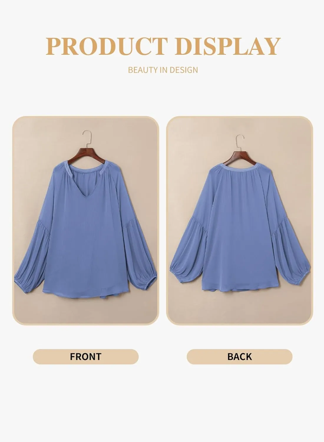 Eytino Women Plus Size Tops Summer V Neck Long Sleeve Button Down Pleated Business Work Blouse Shirts(1X-5X)