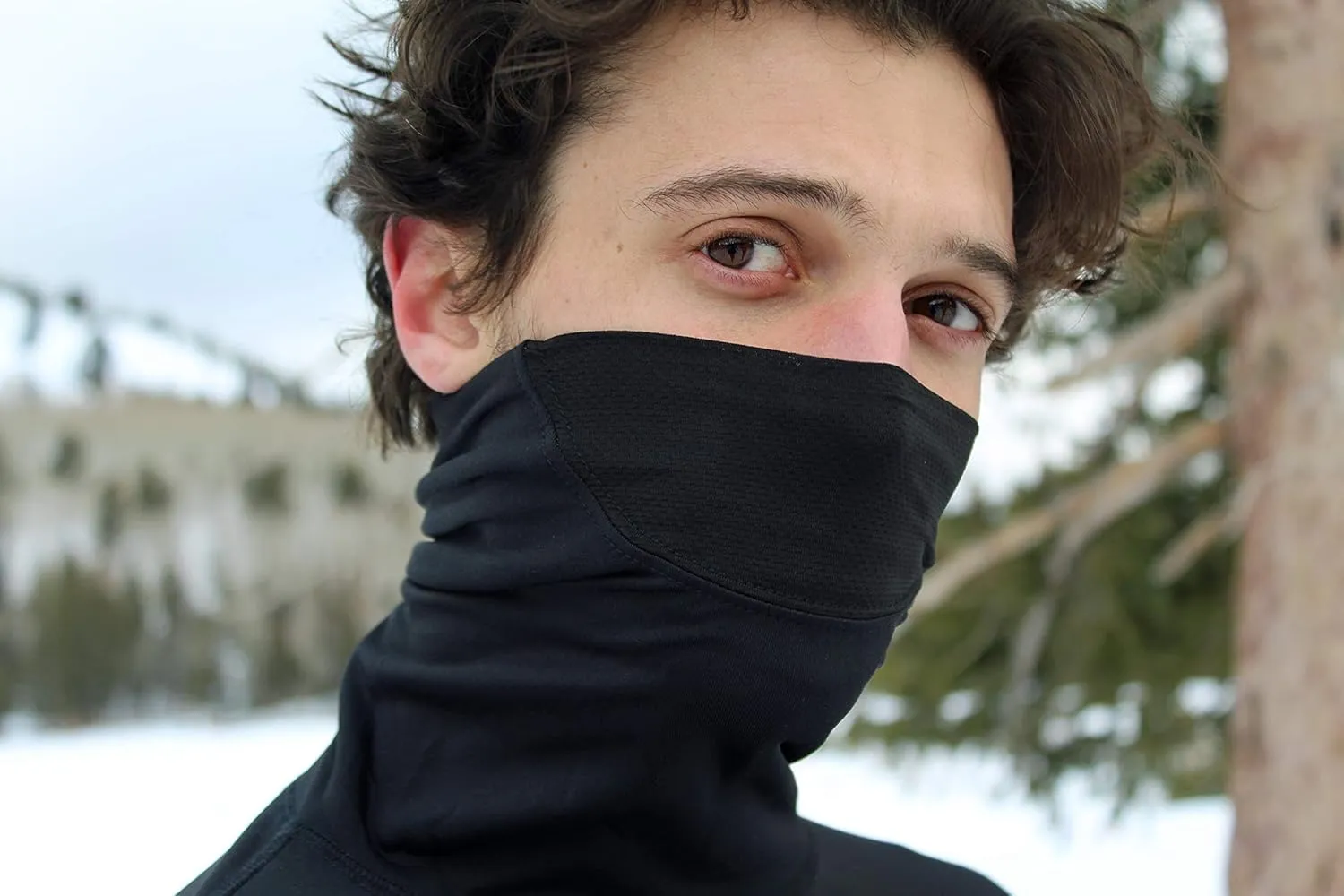 Face Mask Shirt - Mock Turtleneck (Gaiter-Neck Protection) Thermal Men & Women - Long Sleeve, High Coverage Base Layer