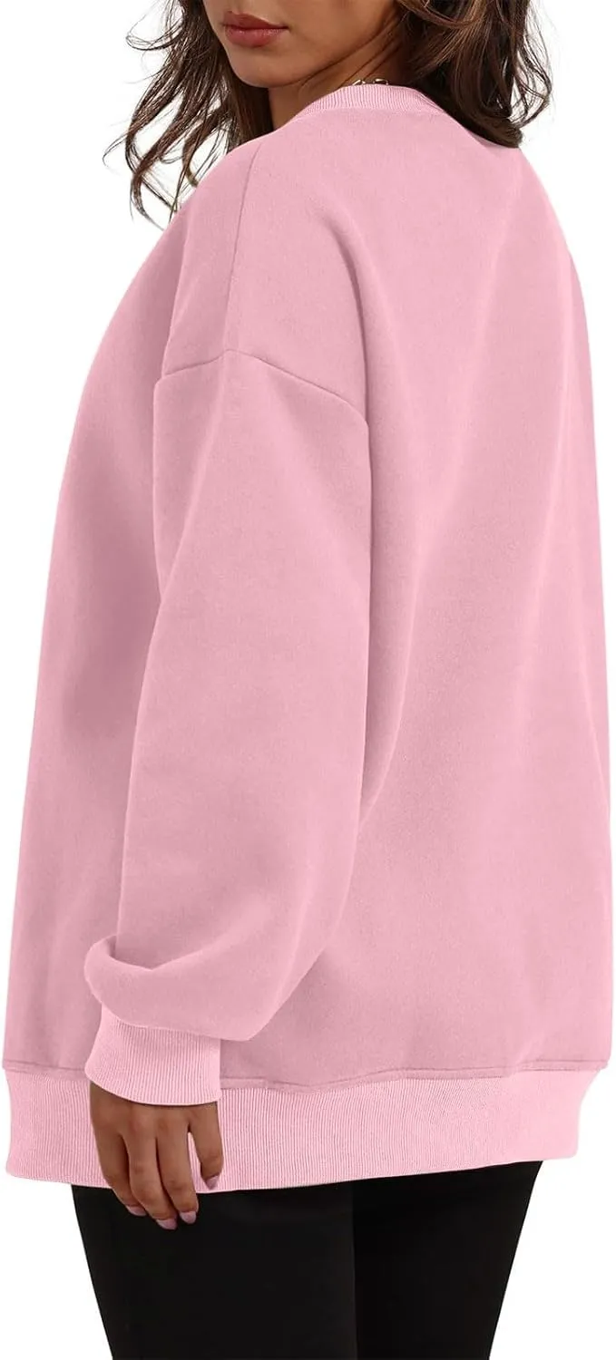 Fall Fashion For Women 2024 Oversized Long Sleeve Crewneck Sweatshirt Fleece Pullover Tops With Pockets Warm Outfits