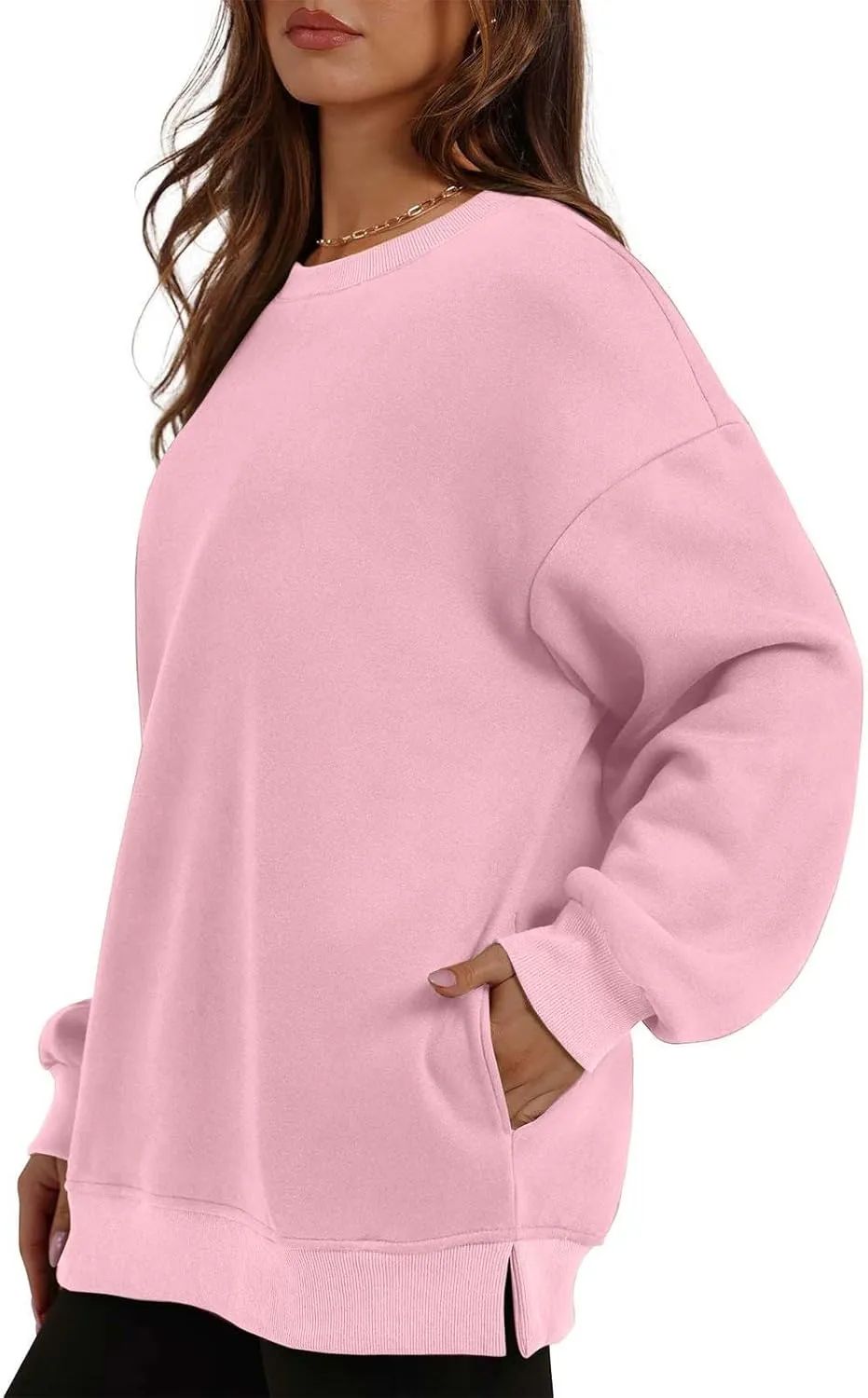 Fall Fashion For Women 2024 Oversized Long Sleeve Crewneck Sweatshirt Fleece Pullover Tops With Pockets Warm Outfits