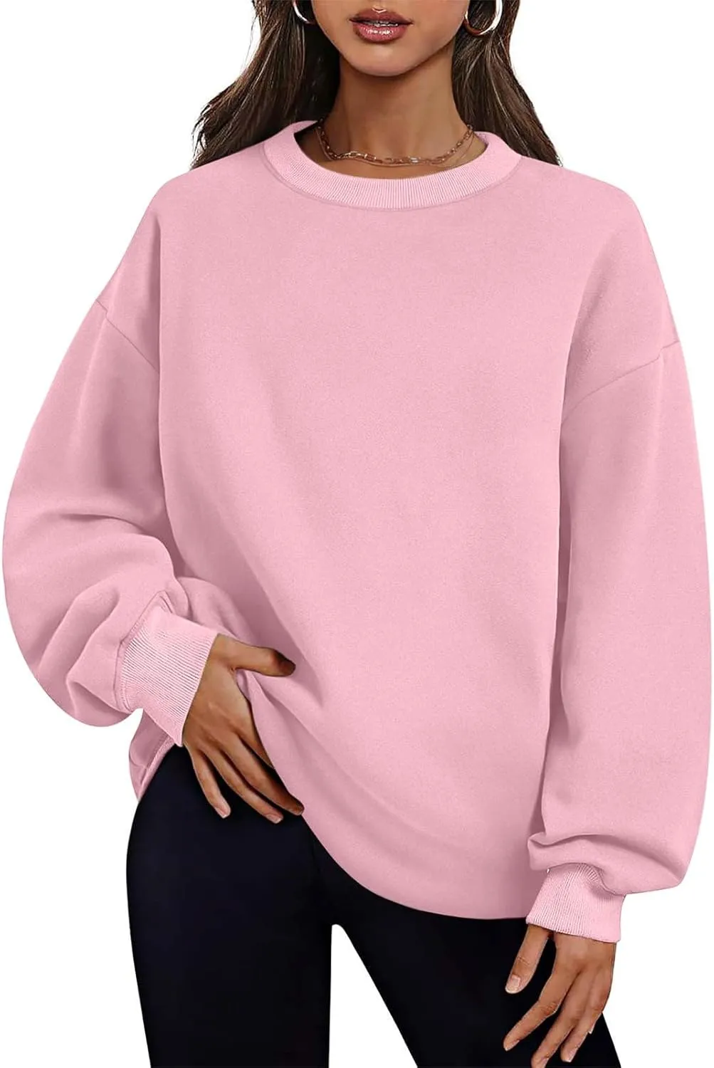 Fall Fashion For Women 2024 Oversized Long Sleeve Crewneck Sweatshirt Fleece Pullover Tops With Pockets Warm Outfits