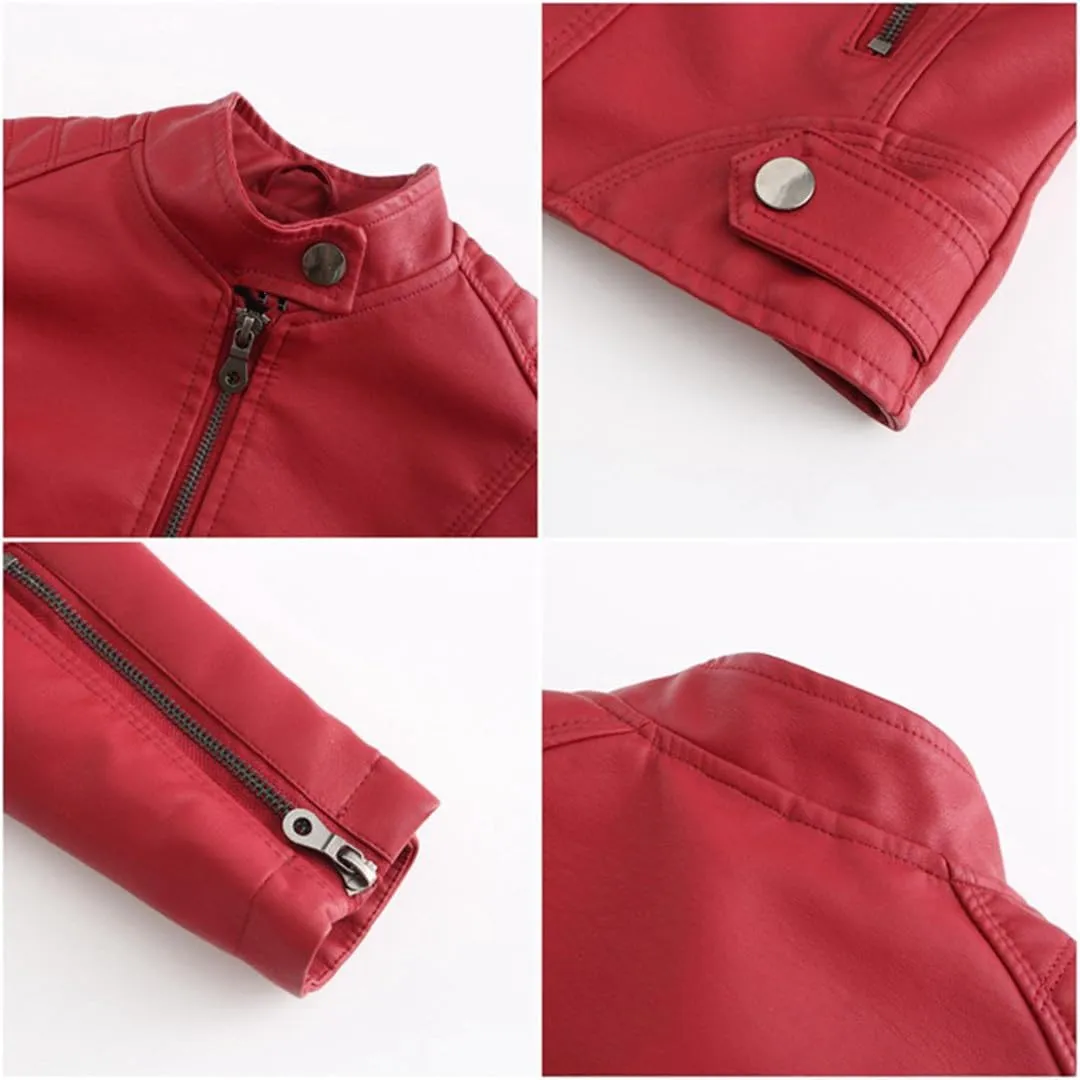 Fjnbbiot Leather Jacket Women Autumn Spring Moto Biker Zipper Jacket