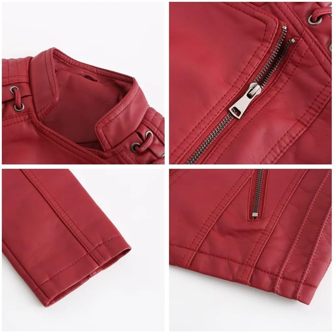 Fjnbbiot Spring Autumn Pu Faux Leather Jacket For Women Fashion Moto Biker Short Coats Luxury Casual Zipper Outerwears