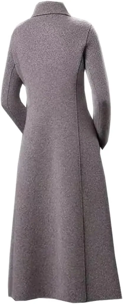 Fjnbbiot Woolen Jacket Women's Long Slim Chic Thick Wool Overcoat Autumn Winter Warm Wool Blend Over Coat Trench Coats