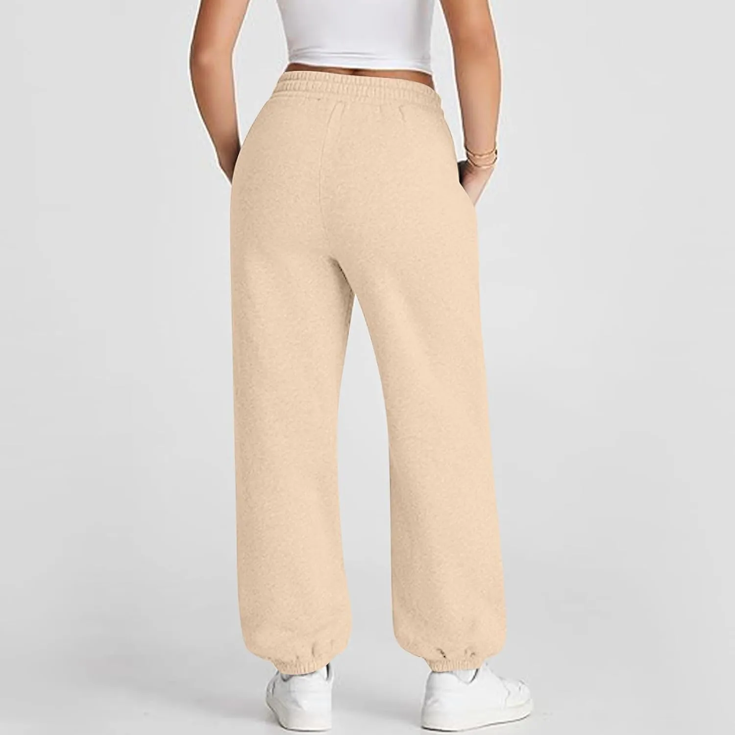 Fleece Joggers for Women Cute Y2k Baggy Sweatpants Casual Crossover High Waisted Athletic Jogger Pants with Pockets