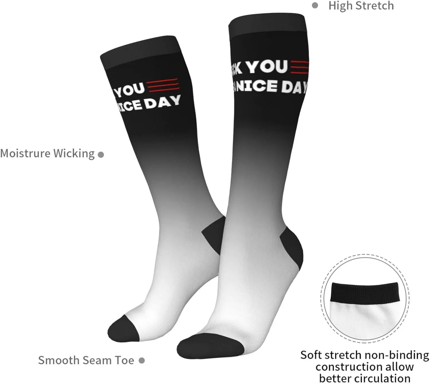Fuck You Have A Nice Day Compression Socks For Women Men'S Fun Dress Socks - Funny Novelty Crew Socks
