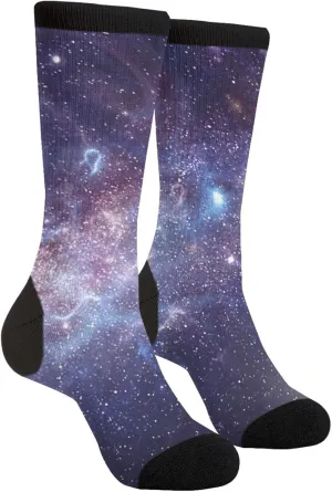 Galaxy Space Purple Blue Milky Way Casual Funny Funky Novelty Fashion Socks For Men Women