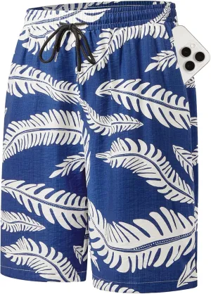 Hardaddy Men's Hawaiian Beach Shorts Lightweight Elastic Waist Lounge Pants for Travel & Sleep
