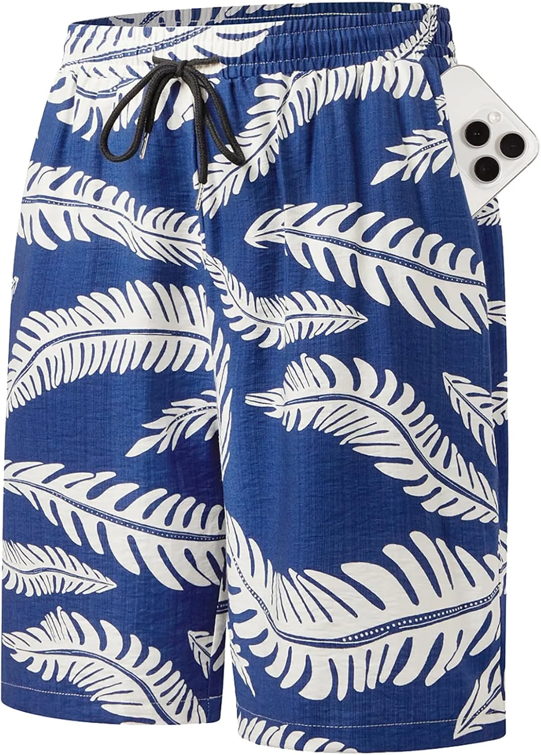 Hardaddy Men's Hawaiian Beach Shorts Lightweight Elastic Waist Lounge Pants for Travel & Sleep