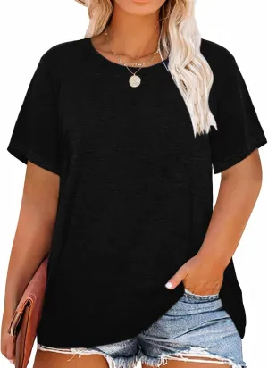 HDLTE Plus Size Tshirts for Women  Oversized Graphic Tees Short Sleeve Crewneck Cute Casual Tops Loose Summer Outfit 2025