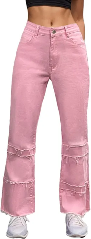 High Waisted Flare Jeans for Women Skinny Flared Bootcut Denim Jegging Classic Stretch Curvy Bell Bottom Jeans
