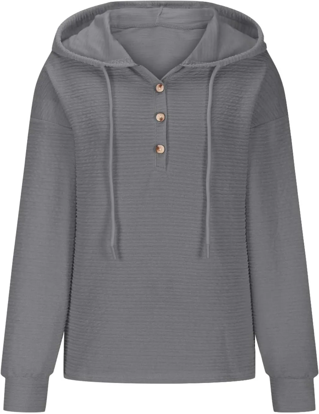 Hoodies for Women 2024 Fashion Fall V Neck Button Down Long Sleeve Casual Cute Hooded Sweatshirts Drawstring Tops