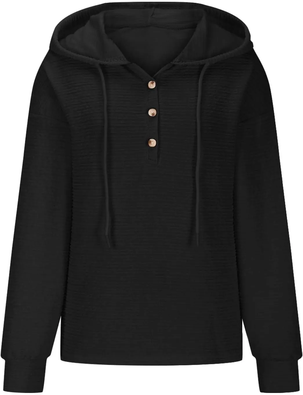 Hoodies for Women 2024 Fashion Fall V Neck Button Down Long Sleeve Casual Cute Hooded Sweatshirts Drawstring Tops