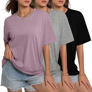 INIBUD Oversized Tshirts for Women Short Sleeve Graphic Tees Loose Fit Summer Tops Crew Neck Basic Casual Y2K Tee Shirt