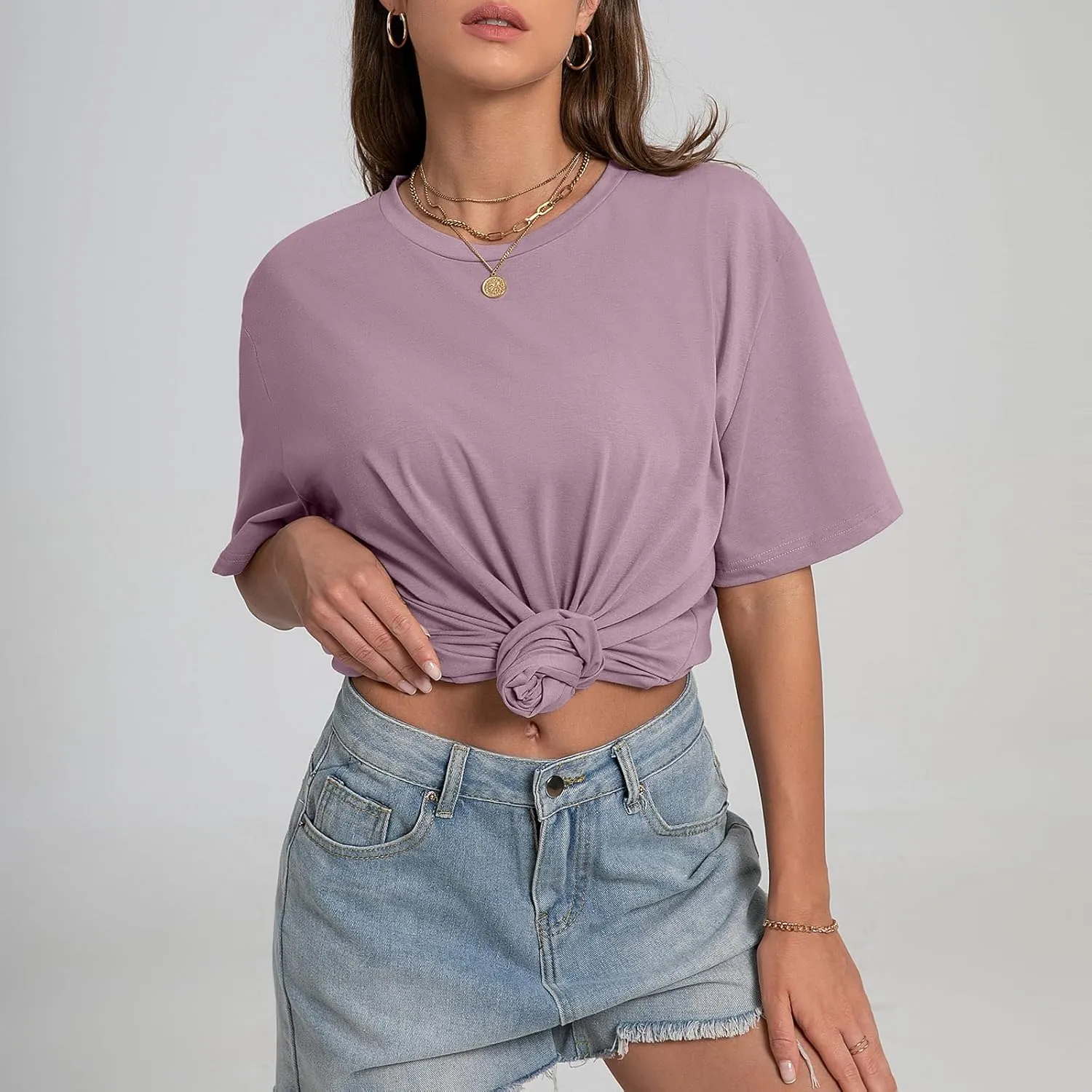 INIBUD Oversized Tshirts for Women Short Sleeve Graphic Tees Loose Fit Summer Tops Crew Neck Basic Casual Y2K Tee Shirt