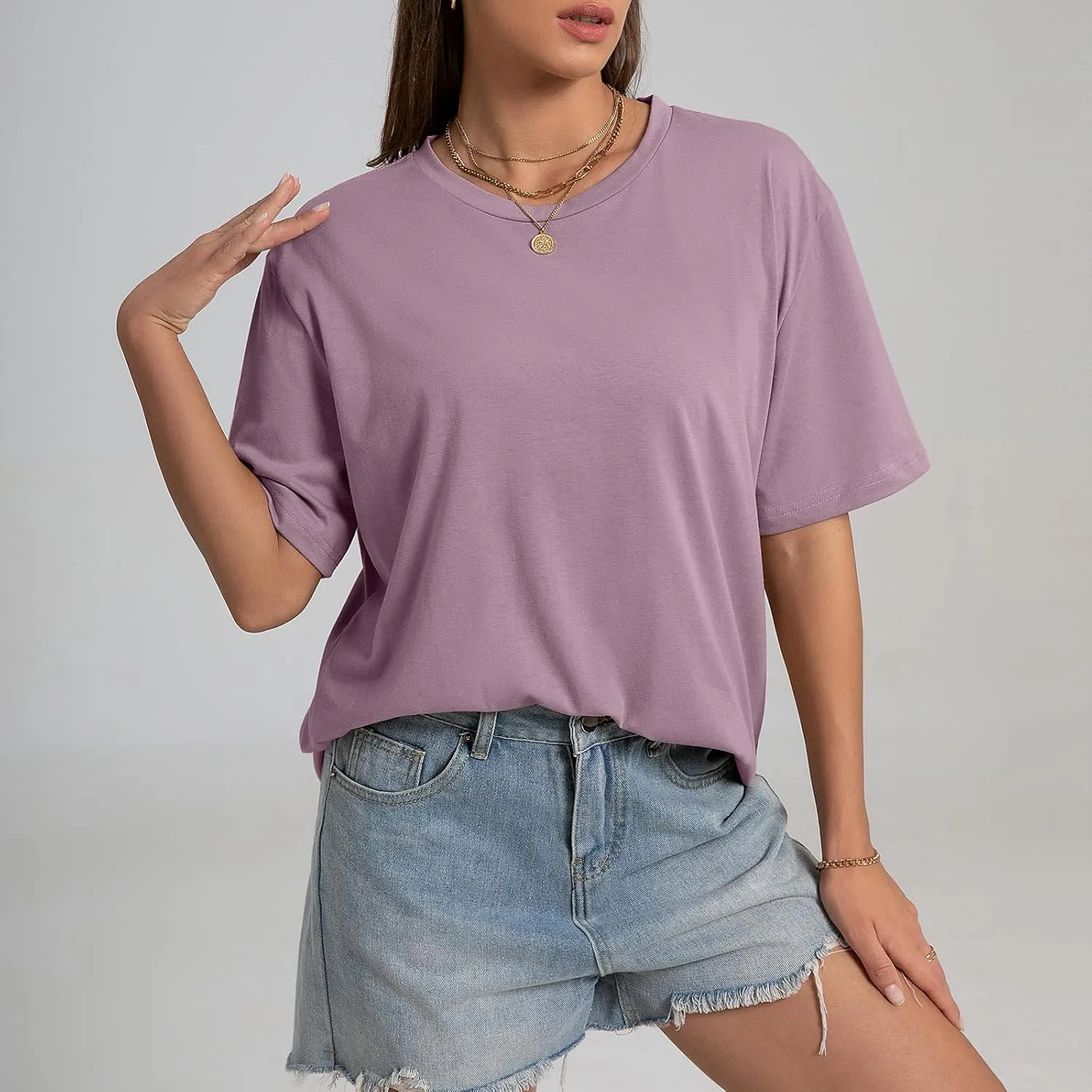 INIBUD Oversized Tshirts for Women Short Sleeve Graphic Tees Loose Fit Summer Tops Crew Neck Basic Casual Y2K Tee Shirt