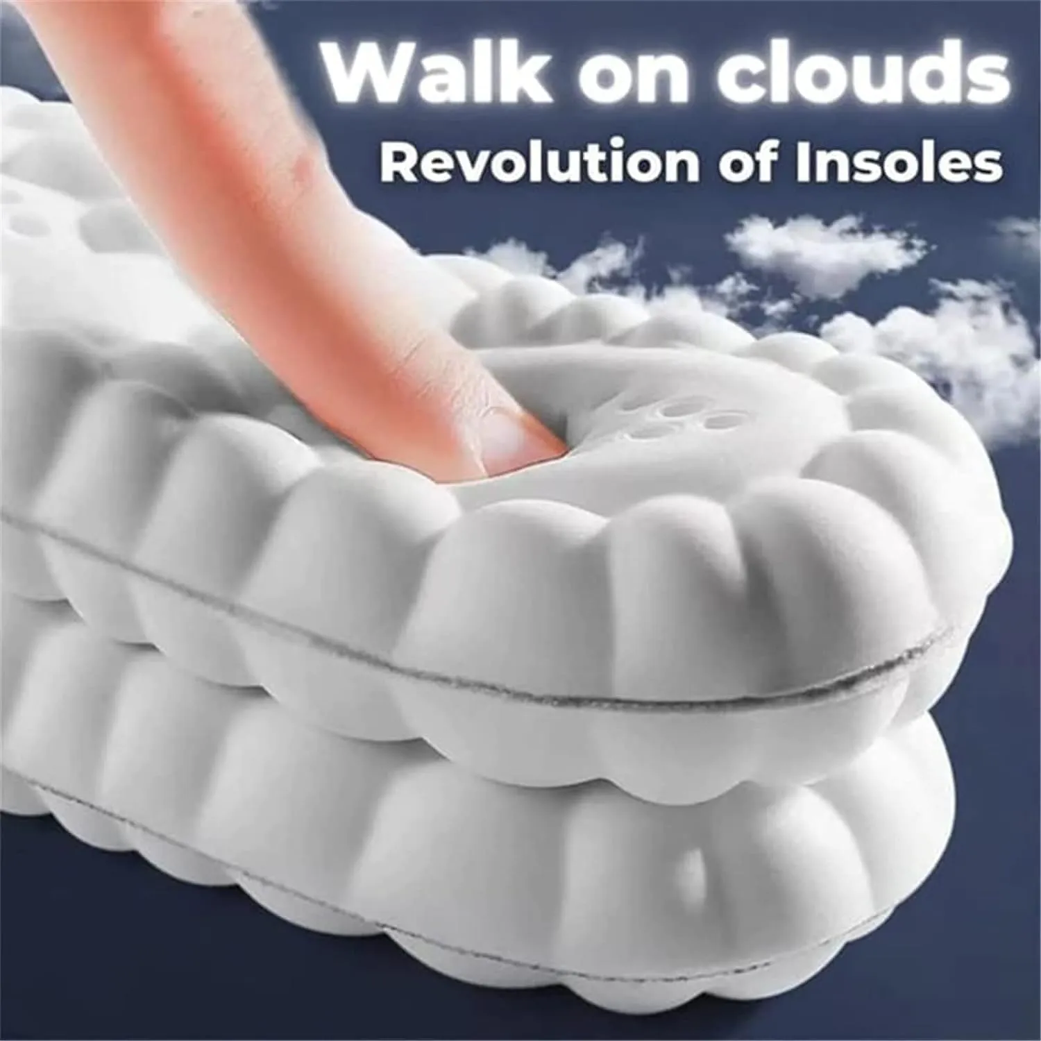 Insoles for Women Man, Cloud Technology Super Soft Comfort Insoles U-Shape Memory Foam, Cloud Feeling, Sports Memory Foam (Men 11.5-12.5/Women 13-14)