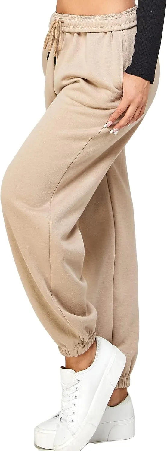 IUUI Women's High Waisted Fleece Sweatpants - Casual Baggy Joggers with Pockets, Foldable Warm Lounge Pants