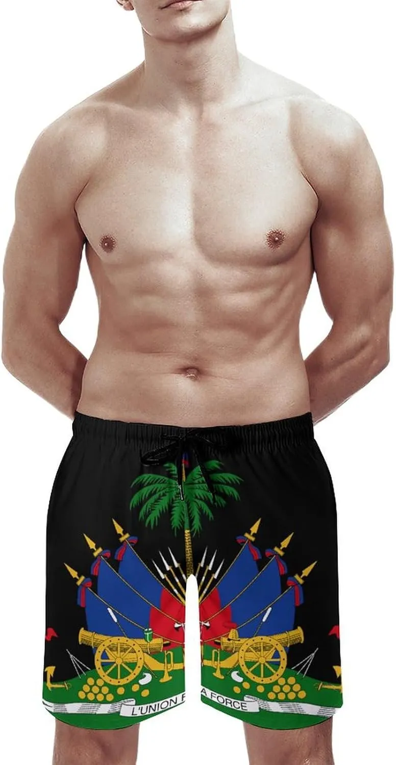 Jamaica Flag Mens Shorts Casual Classic Fit Workout Beach Shorts Quick Dry with Elastic Waist and Pockets