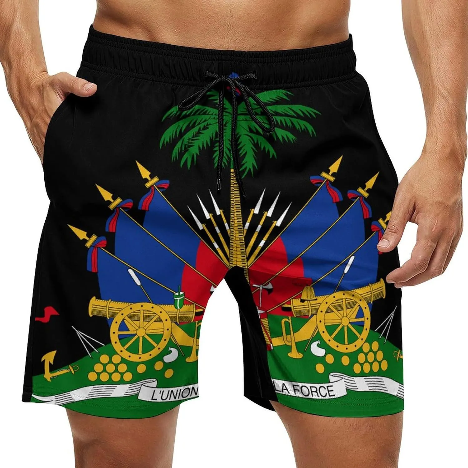 Jamaica Flag Mens Shorts Casual Classic Fit Workout Beach Shorts Quick Dry with Elastic Waist and Pockets