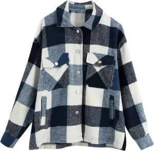 Ladies Loose Fit Tee Blouse With Chest Pockets Dressy Classic-Fit Blouse Top Soft Button Down Jacket Coats