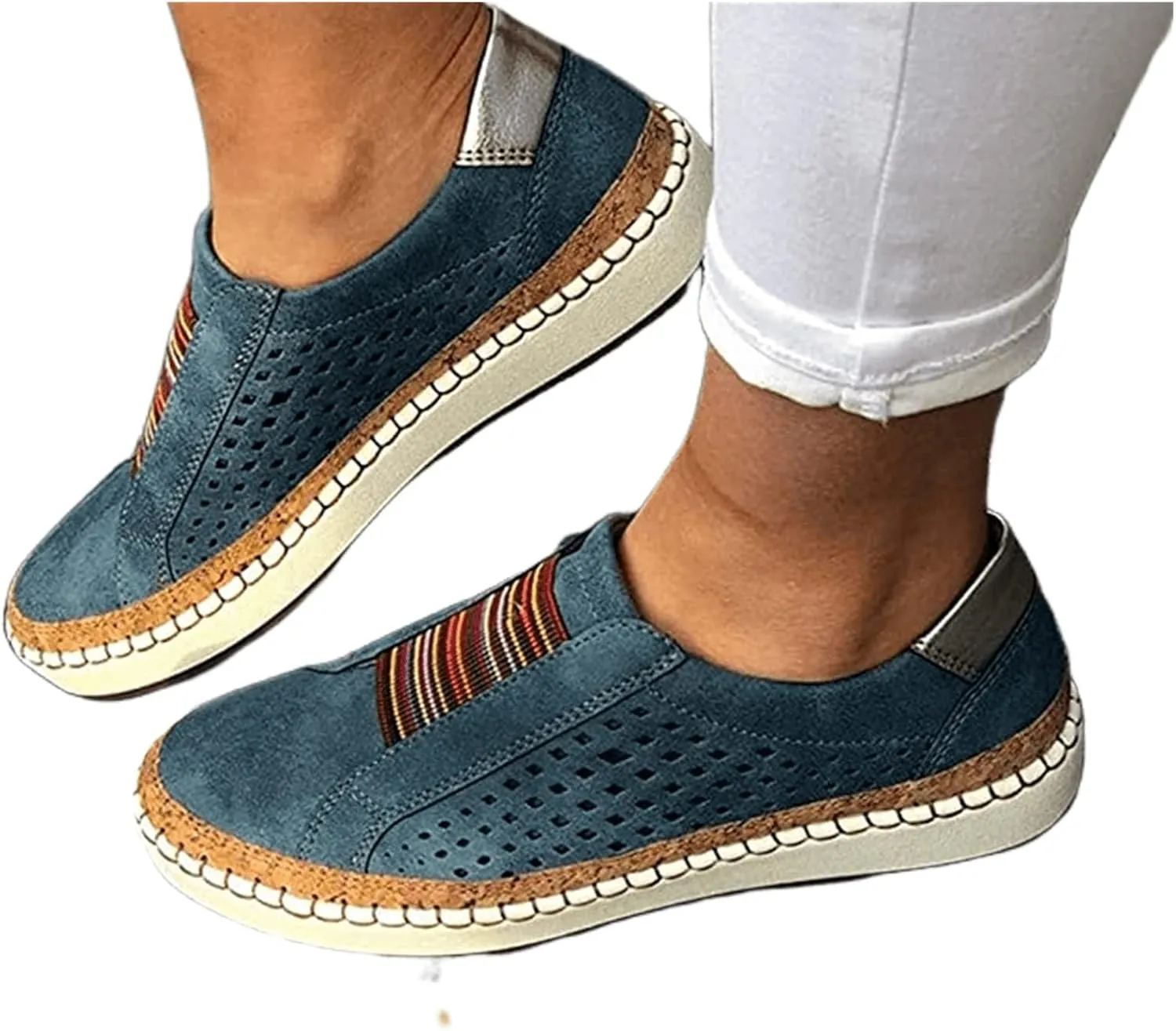 Lausiuoe Sneakers For Women Wide Width Comfortable Low Top Casual Canvas Shoes Fashion Slip On Walking Flat Loafers