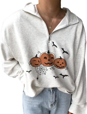 LAVASEON Womens Oversized Half Zip Lapel Sweatshirt Solid Color Casual Long Sleeve Cropped Pullover Top