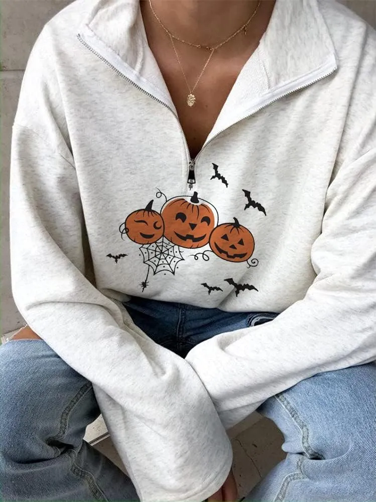 LAVASEON Womens Oversized Half Zip Lapel Sweatshirt Solid Color Casual Long Sleeve Cropped Pullover Top