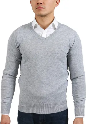 Light Grey V-Neck Fine Cashmere Blend Mens Sweater for Mens