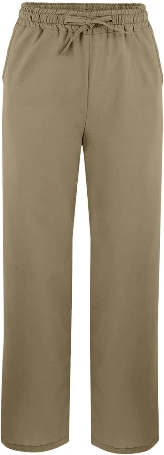 Linen Pants for Women 2025 Summer Drawstring Straight Leg Cropped Lounge Pant Casual Loose Lightweight Beach Trousers