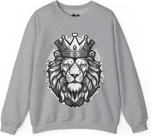 Lion Graphic Sweatshirt, Matching Sneaker Tee, Cool Dad Gift, Heavy Blend Crewneck, Boyfriend Birthday, Crown Shirt