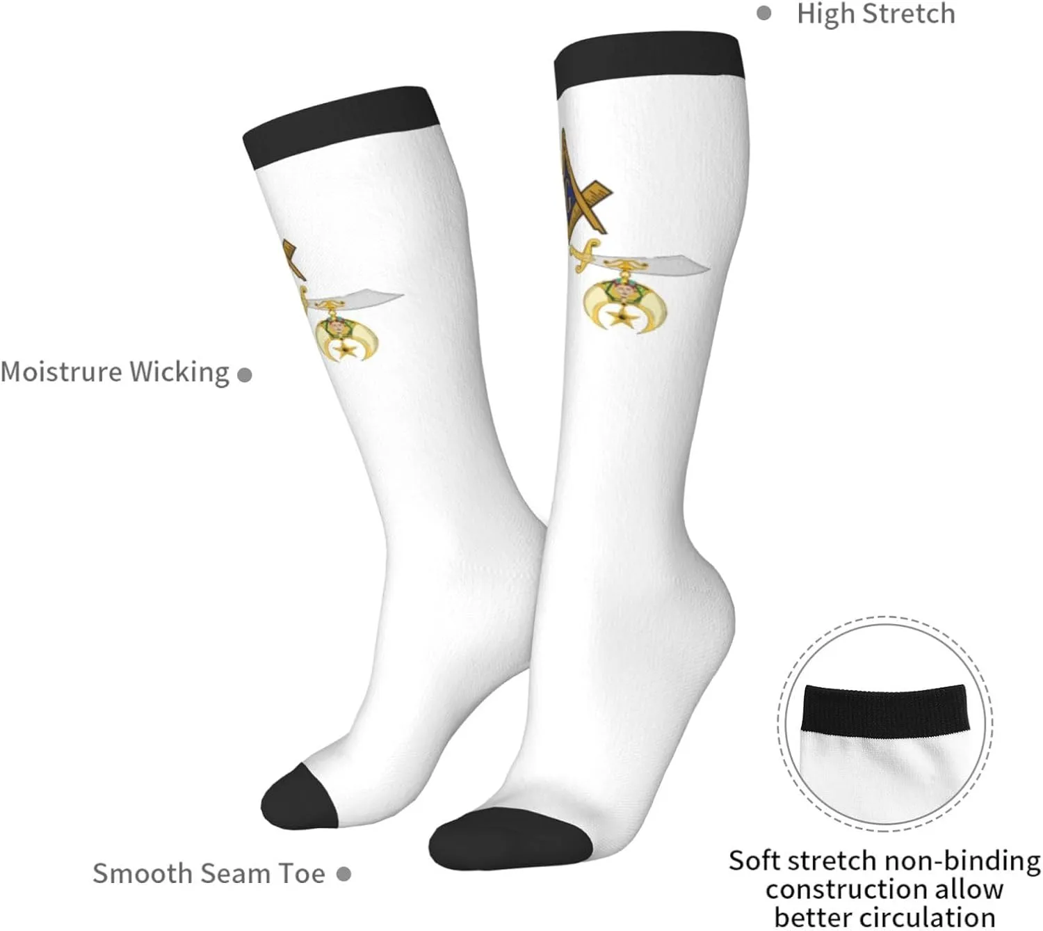 Mason Shriner Split Masonic Shrine Noble Gift Compression Socks For Women Men'S Fun Dress Socks Novelty Crew Socks