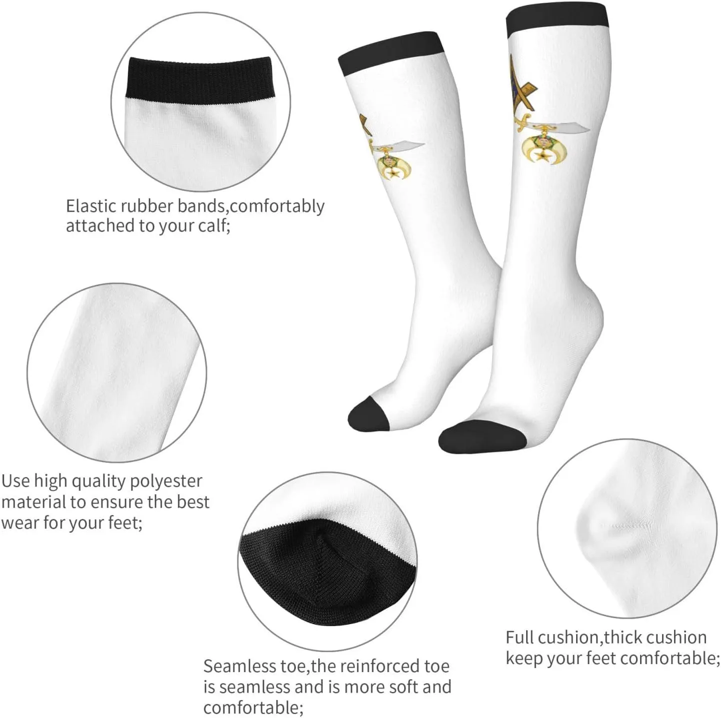 Mason Shriner Split Masonic Shrine Noble Gift Compression Socks For Women Men'S Fun Dress Socks Novelty Crew Socks