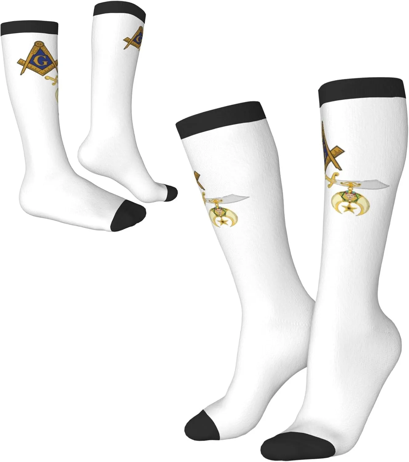 Mason Shriner Split Masonic Shrine Noble Gift Compression Socks For Women Men'S Fun Dress Socks Novelty Crew Socks