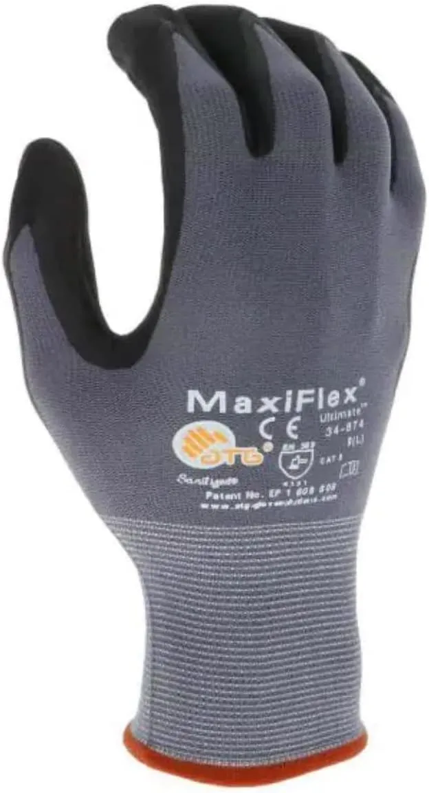 MaxiFlex 34-874 Micro-Foam Nitrile Coating - 360° Breathability - Excellent Grip and Abrasion Resistance