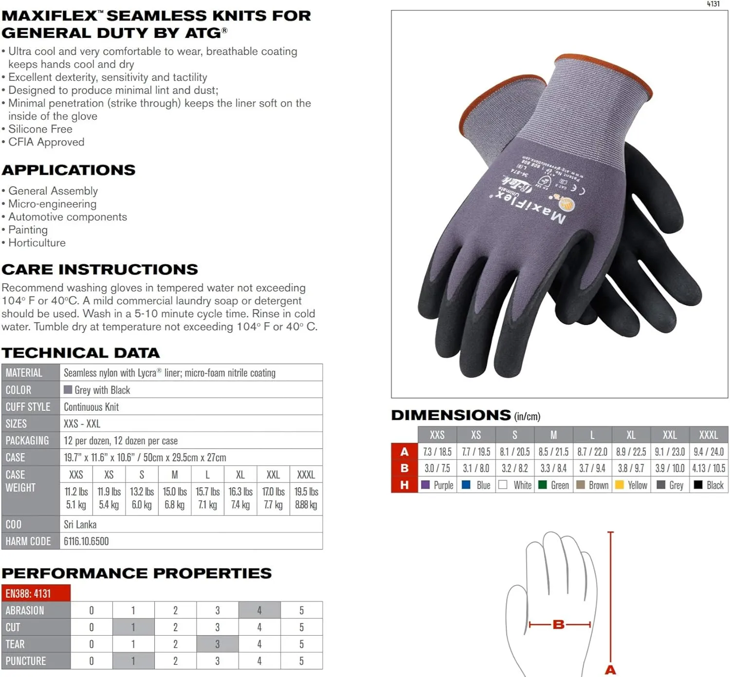 MaxiFlex 34-874 Micro-Foam Nitrile Coating - 360° Breathability - Excellent Grip and Abrasion Resistance