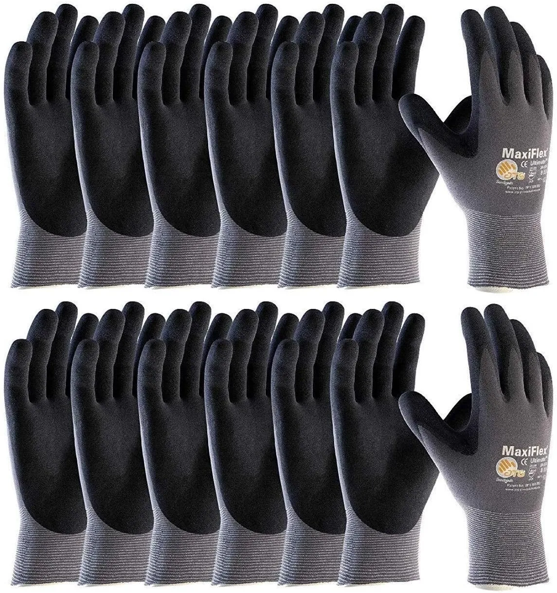 MaxiFlex 34-874 Work Gloves Nitrile MicroFoam Grip Palm and Fingers Excellent Grip and Abrasion Resistance