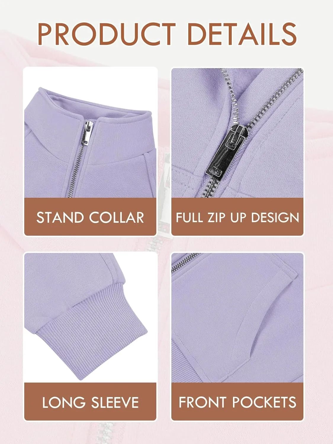 Meikulo Girls Zip Up Sweatshirt Kids Fashion Stand Collar Fleece Lined Jacket with Pockets 7-14 Years