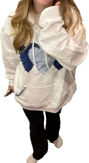 Meiweileya Womens Y2k Oversized Graphic Cute Preppy Hoodies Jacket Star Heart Print Long Sleeve Pocket Sweatshirt