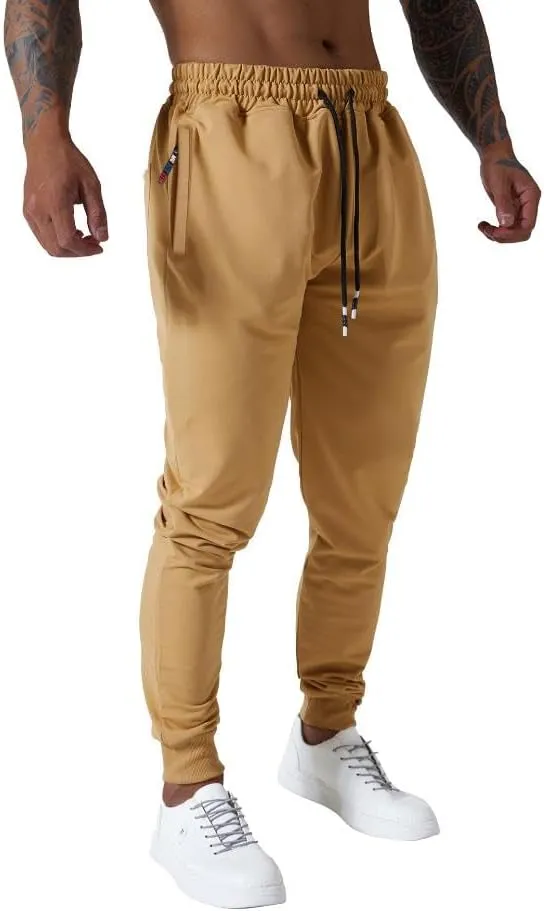 Mens Active Athletic Workout Jogger Sweatpants for Men with Zipper Pocket and Drawstring Size S-2XL