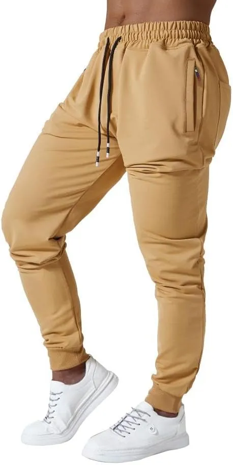 Mens Active Athletic Workout Jogger Sweatpants for Men with Zipper Pocket and Drawstring Size S-2XL