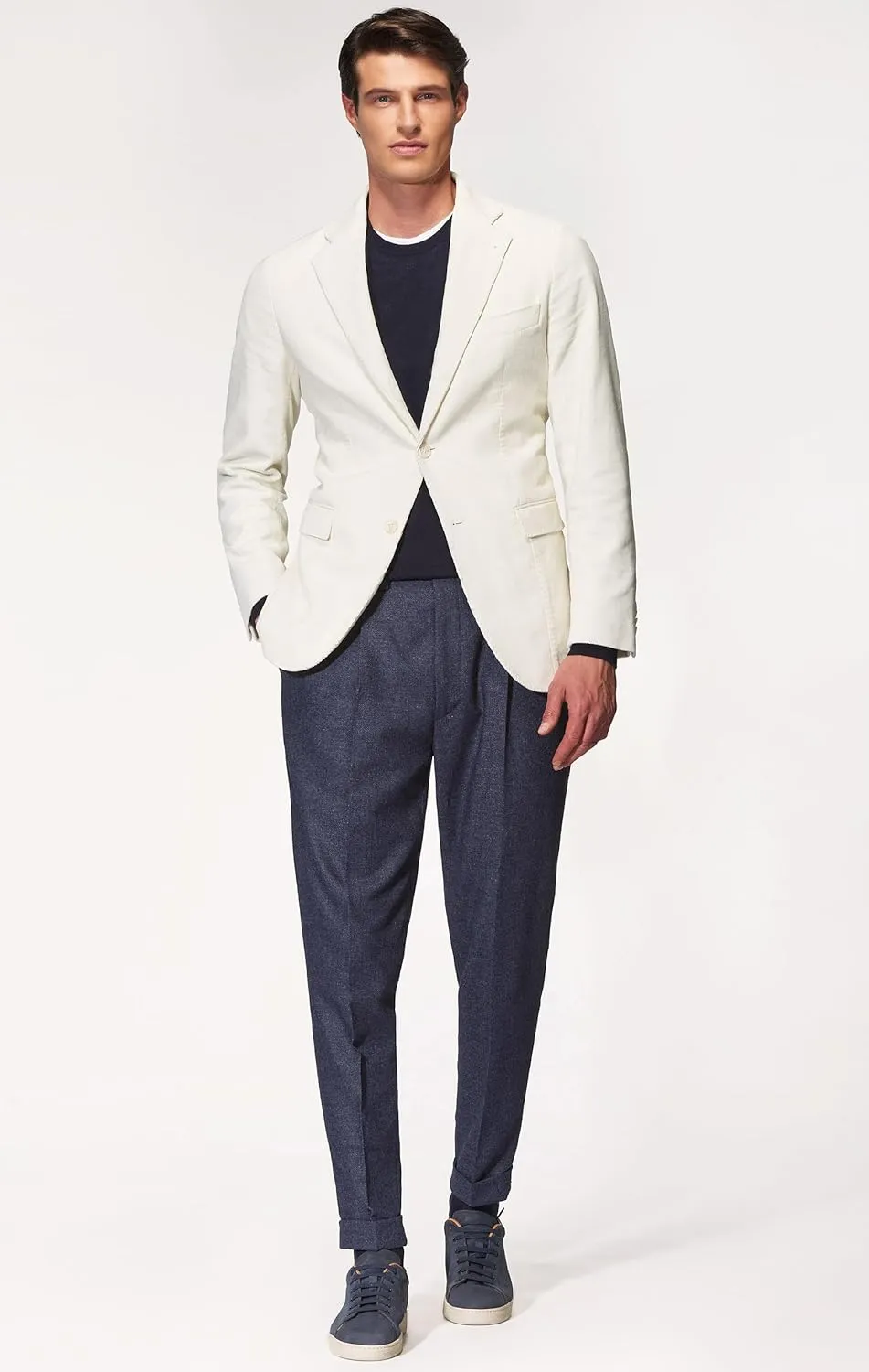 Men's Casual Slim Fit Corduroy Jacket Lightweight 2 Button Blazer Sport Coat White