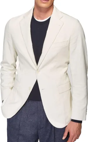 Men's Casual Slim Fit Corduroy Jacket Lightweight 2 Button Blazer Sport Coat White
