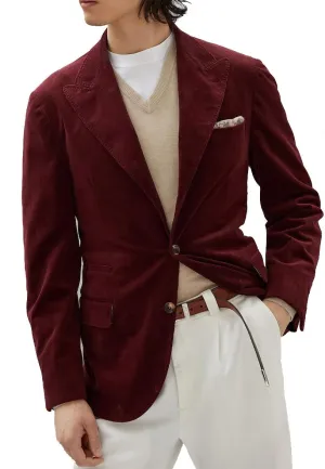 Men's Casual Slim Fit Corduroy Jacket Lightweight Sport Coat Blazer Maroon