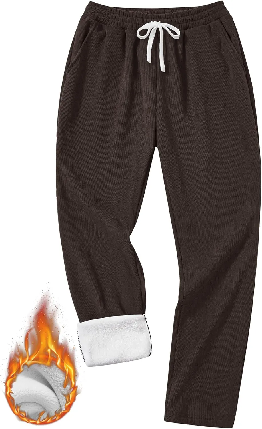 Men's Corduroy Sweatpants Casual Sherpa Lined Drawstring Warm Pant with Pockets (S-2XL)